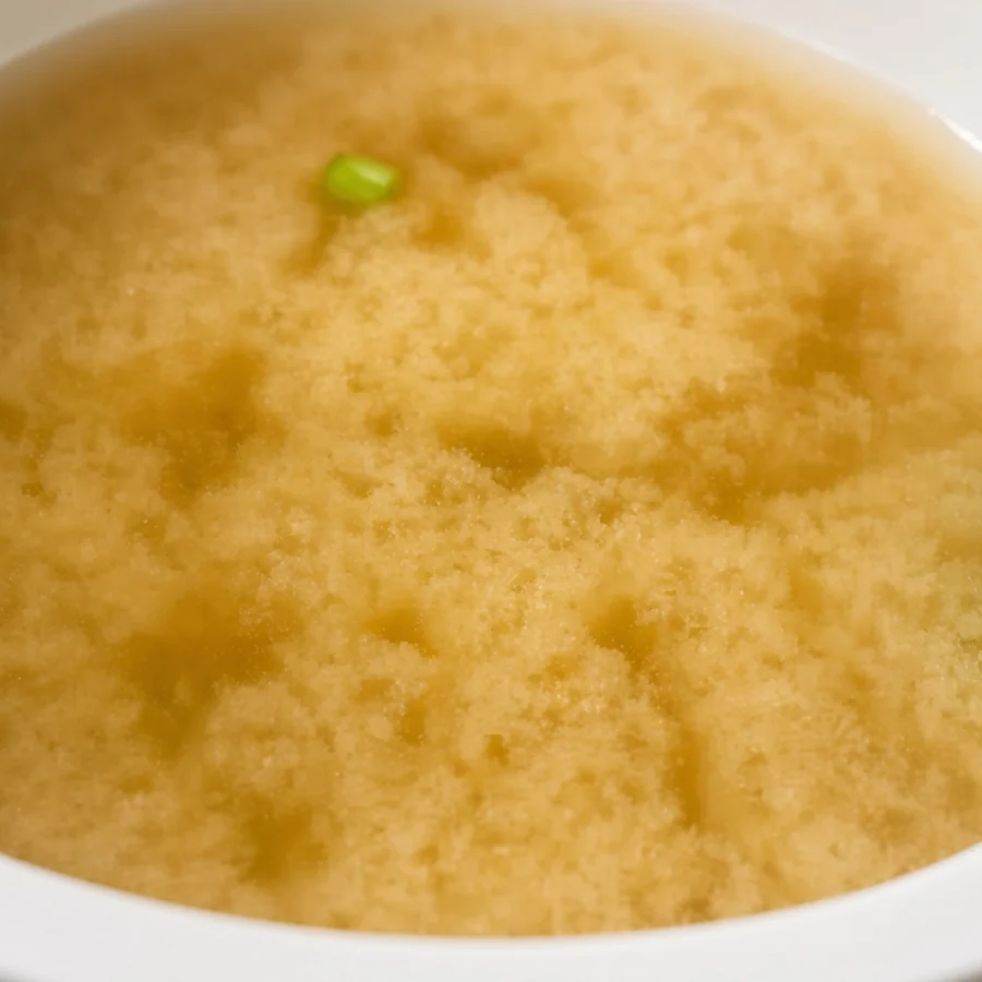 Bowl of miso soup with green onion at Hana Sushi, Winnipeg